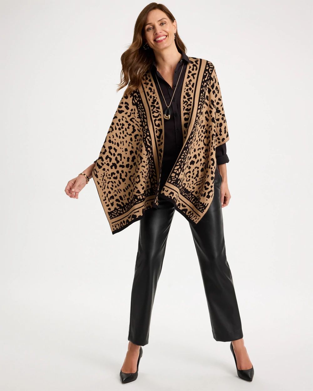 Tipped Animal Jacquard Ruana click to view larger image.