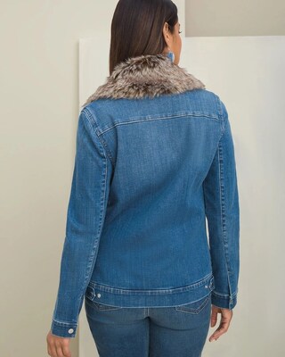 Denim Jacket With Faux Fur Collar