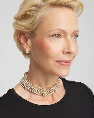 Multistrand Crystal Choker Necklace click to view larger image.