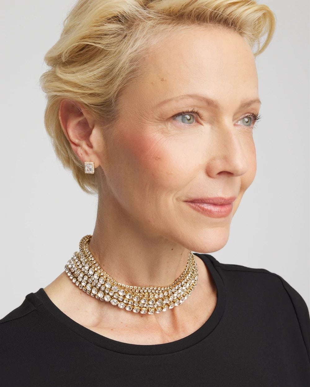 Multistrand Crystal Choker Necklace click to view larger image.