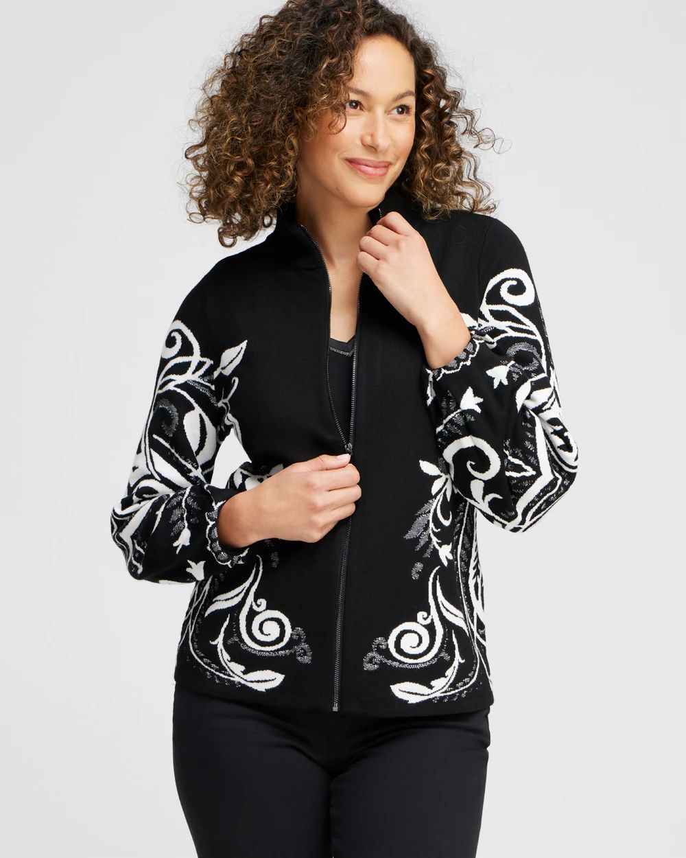 Floral Jacquard Cardigan
