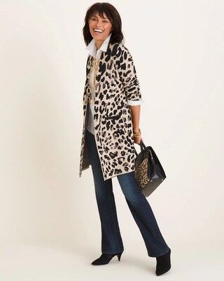 Animal-Print Jacquard Cardigan