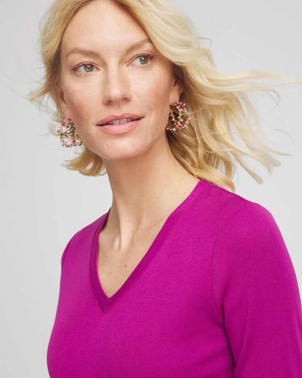 Everyday 3/4 Sleeve V-Neck Tee click to view larger image.