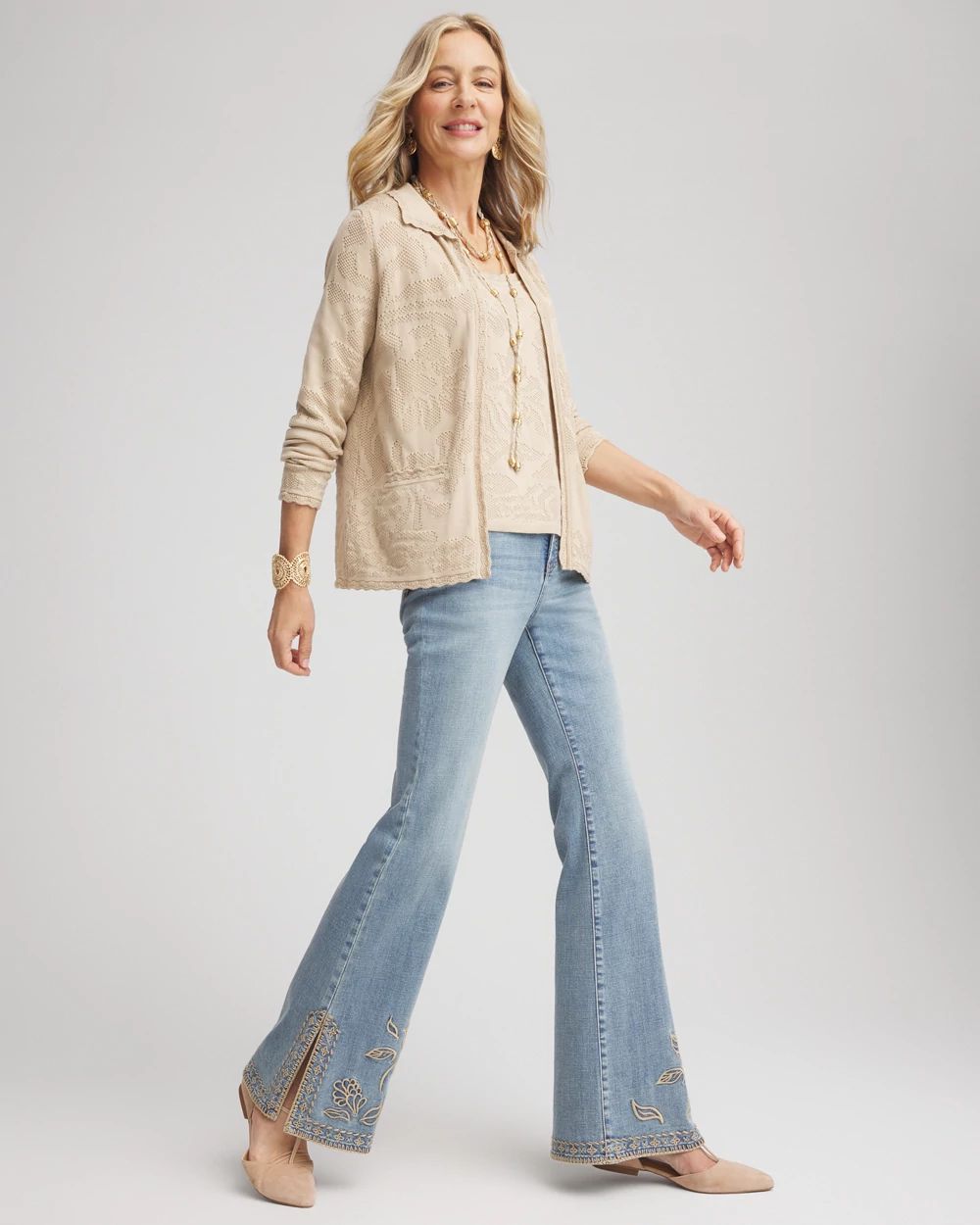Pointelle Lace Scallop Cardigan