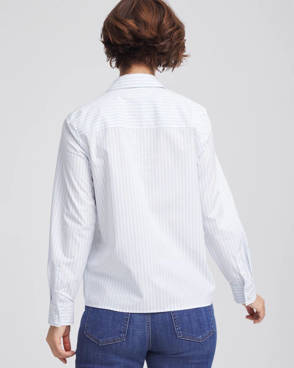 Floral Stripe Poplin Collared Shirt click to view larger image.