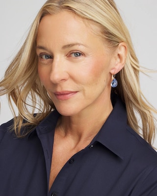 Aqua Gem Teardrop Earrings click to view larger image.