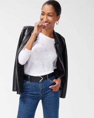 3/4 Sleeve Embroidered Perfect Tee