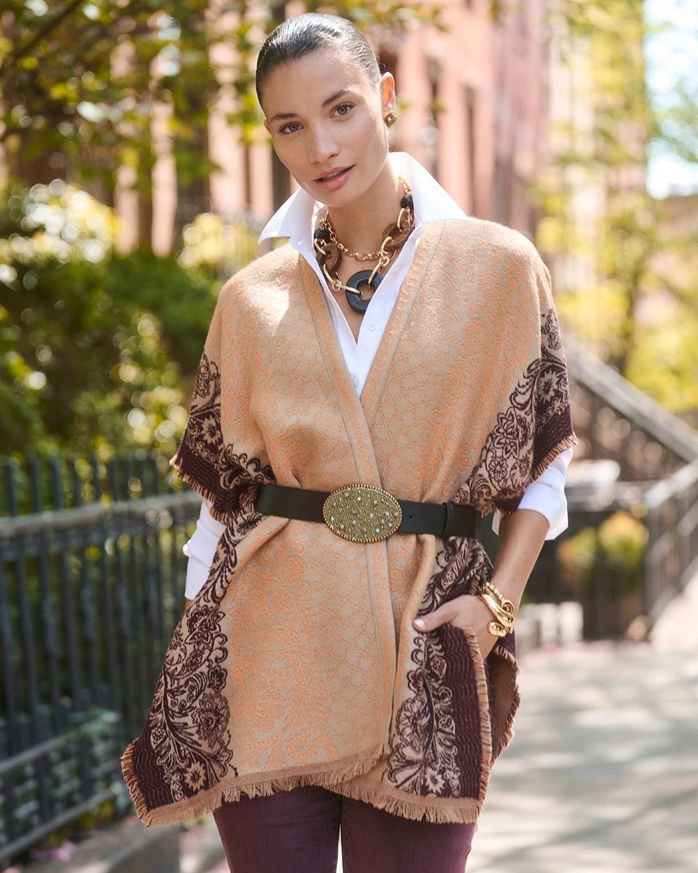 Paisley Fringe Reversible Ruana