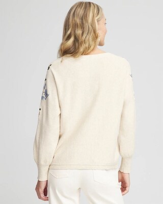 Embroidered Dolman Pullover Sweater click to view larger image.