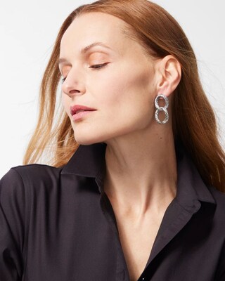 Silver Tone Drop Link Earrings