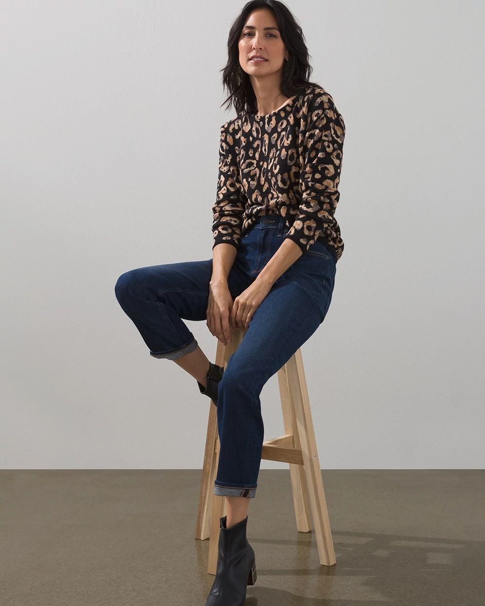 Embellished Animal Print Sweater