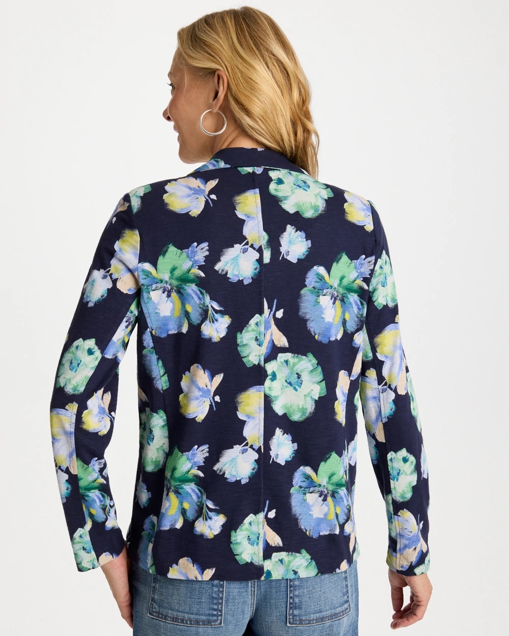 Printed Slub Knit Blazer