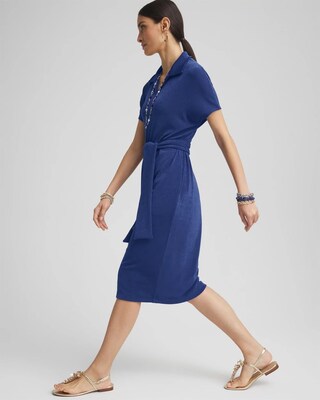Travelers™ Belted V-Neck Collared Dress click to view larger image.