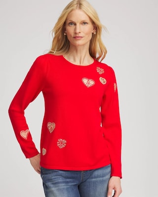 V-Day Embroidered Heart Pullover