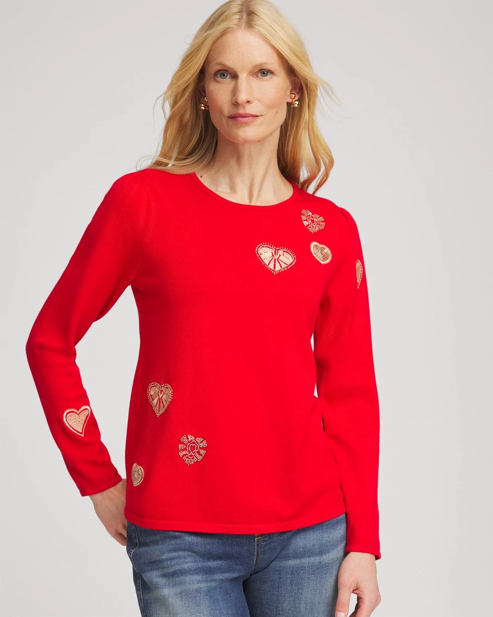 V-Day Embroidered Heart Pullover