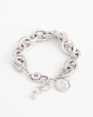 Silver-tone Textured Chain Bracelet click to view larger image.