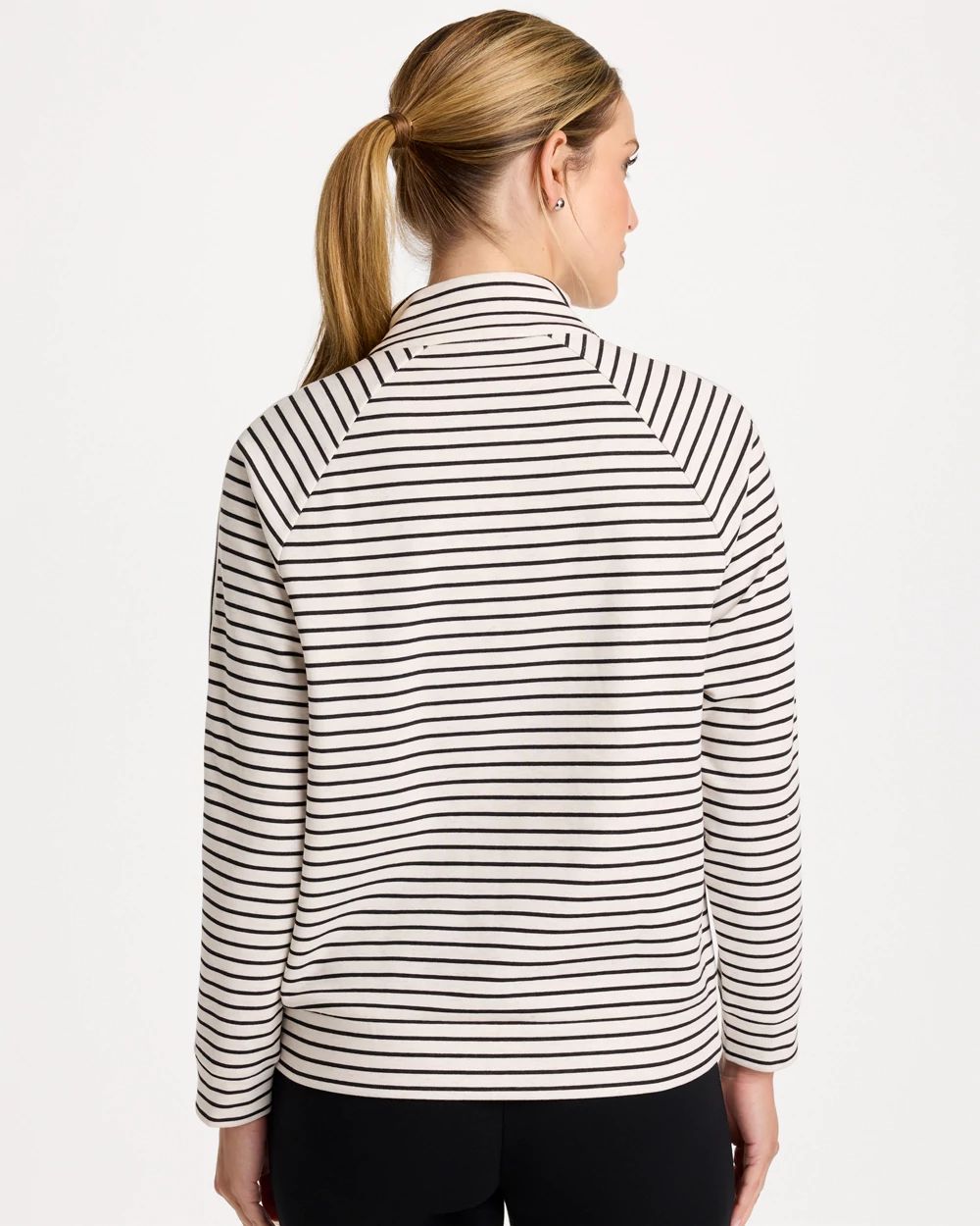 Zenergy® Striped Mockneck Fleece Pullover click to view larger image.