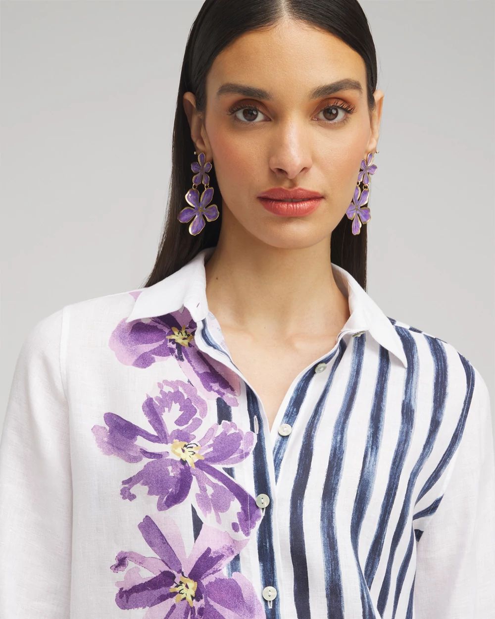 No Iron™ Linen Mixed Print Tunic