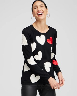 Fuzzy Hearts Pullover Sweater