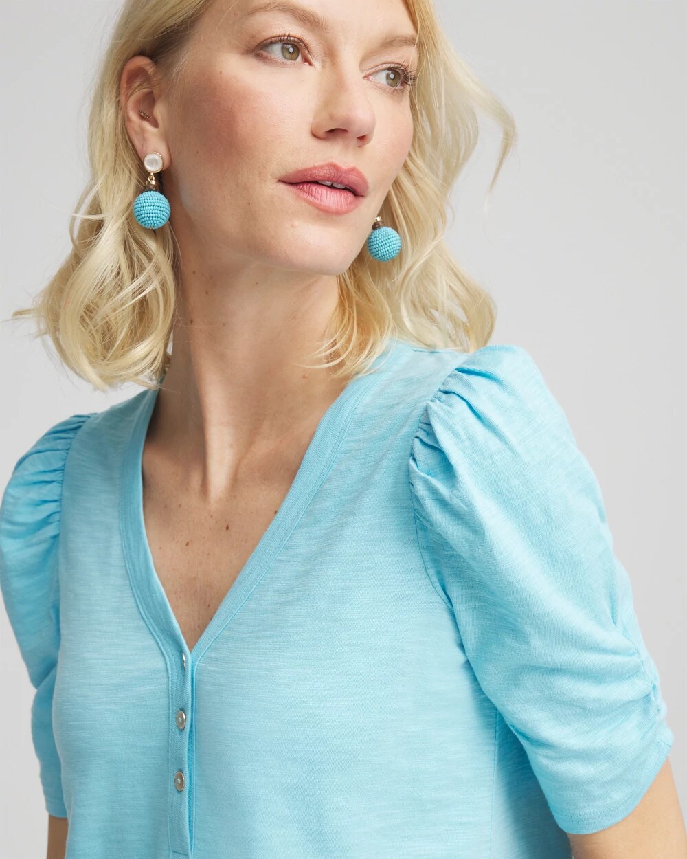 Slub Split Neck Henley Tee