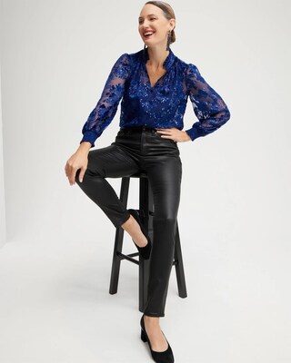 Velvet Burnout Scroll Print Shirt