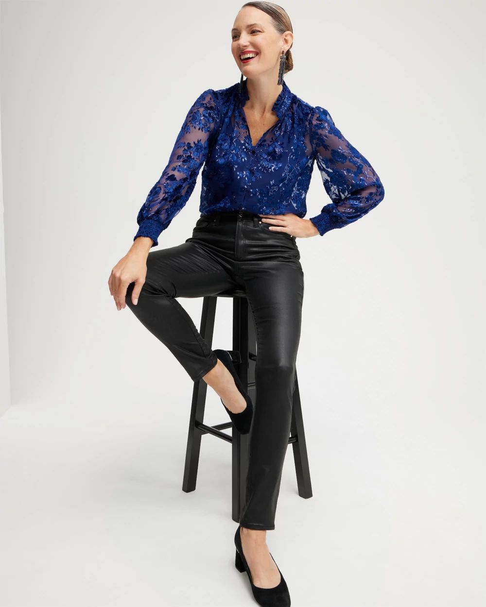 Velvet Burnout Scroll Print Shirt