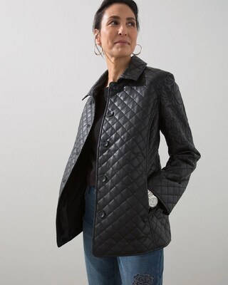 Faux-Leather Quilted Jacket