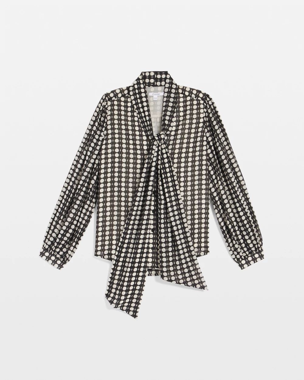 Clip-Dot Tie-Front Blouse