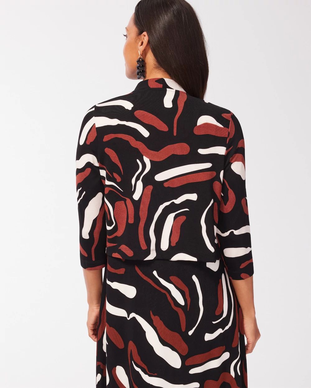 Travelers Abstract Print Cropped Cardigan