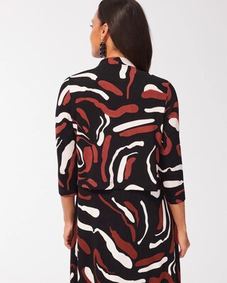 Travelers Abstract Print Cropped Cardigan