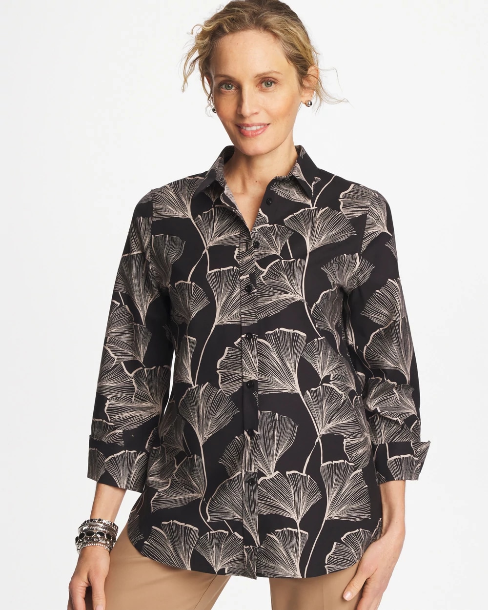 No Iron™ Stretch Ginkgo Glory Shirt, photo 1 of 5