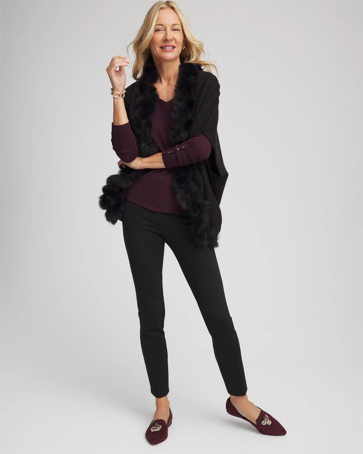 Chico's Ella V-neck Pullover Sweater In Night Bloom In Brown