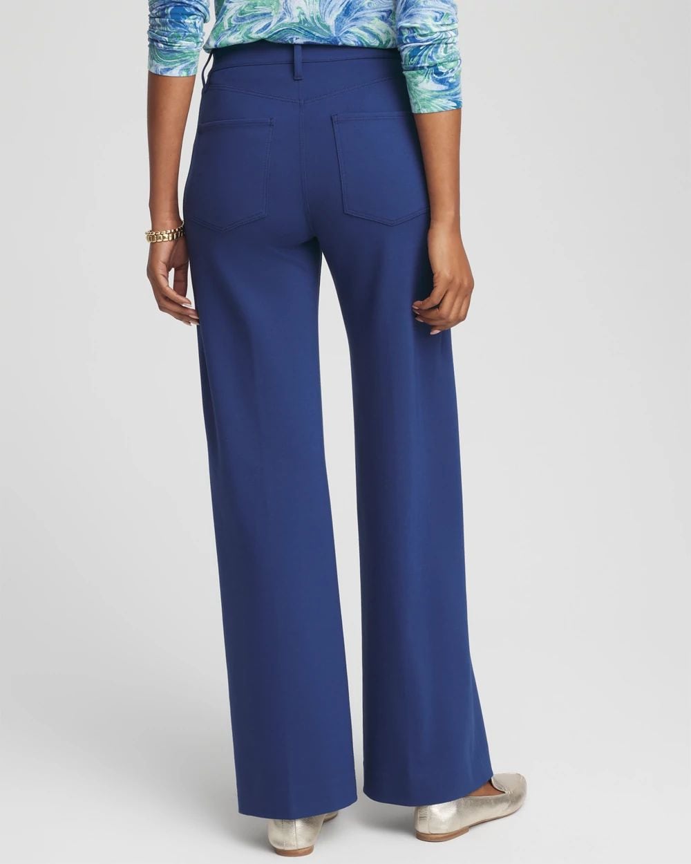 Five-Pocket Wide-Leg Ponte Pants click to view larger image.