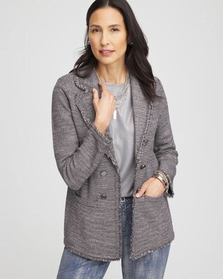 Metallic Tweed Sweater Blazer
