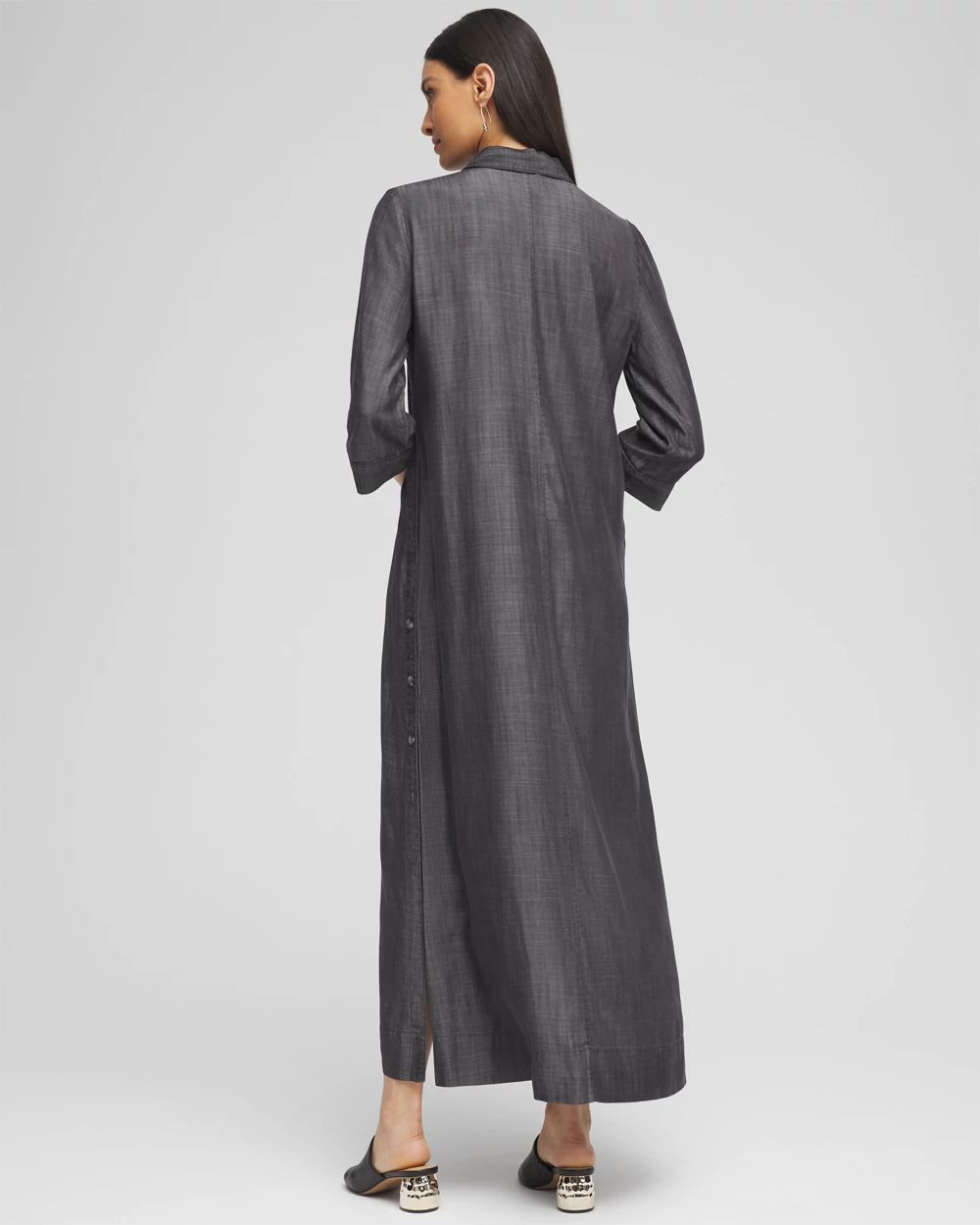 Button Detail Chambray Dress click to view larger image.