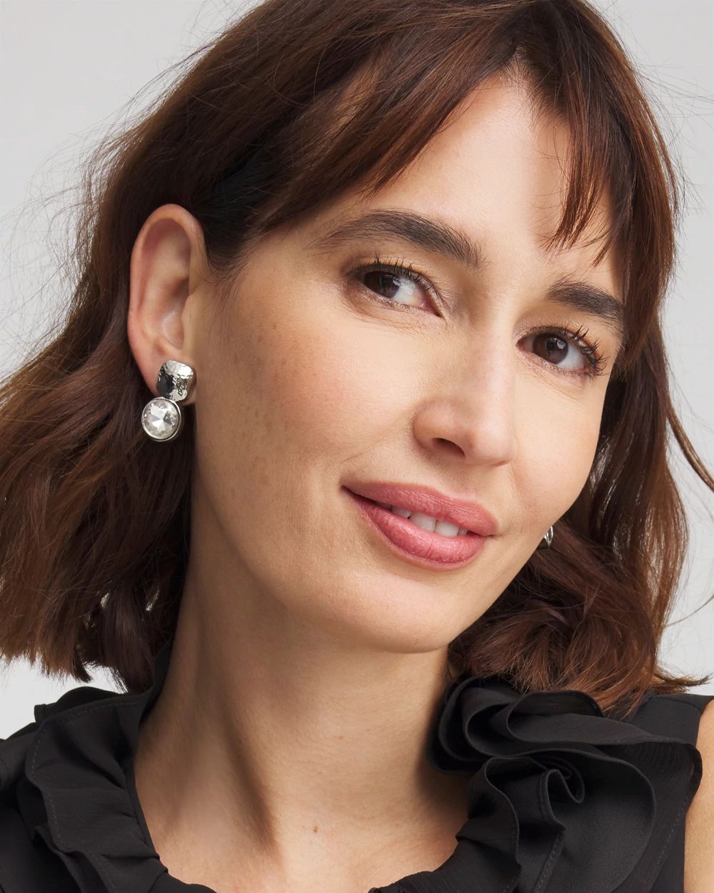 No Droop™ Silver Tone Crystal Clip-On Earrings
