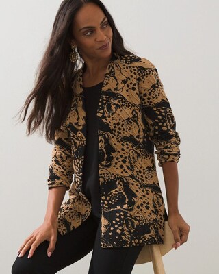 Animal Print Jacquard Cardigan