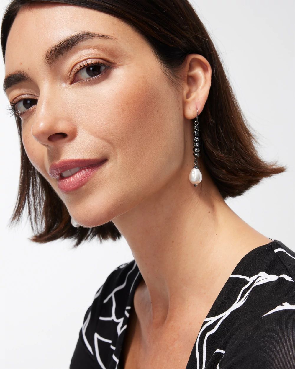 Faux Pearl Linear Earrings