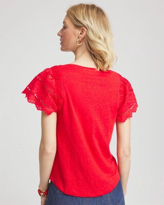 Linen Embroidered Lace Tee click to view larger image.