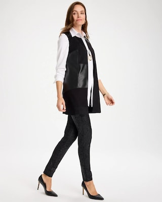 Faux Suede Ponte Long Vest click to view larger image.