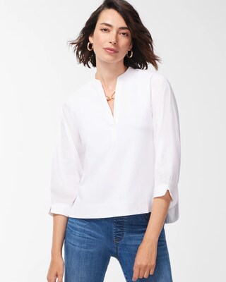 Knit Woven Henley Top