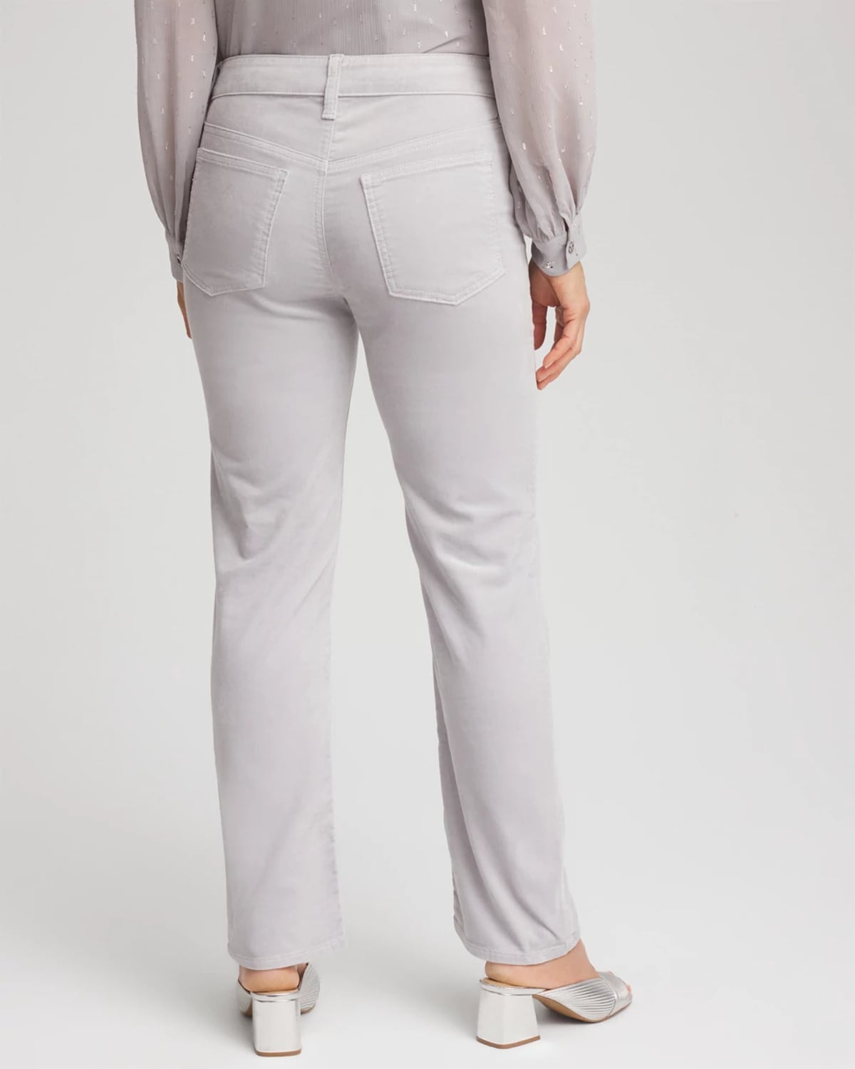 Chico's Velveteen Pull-on Flared Jeans In Denim In Gray