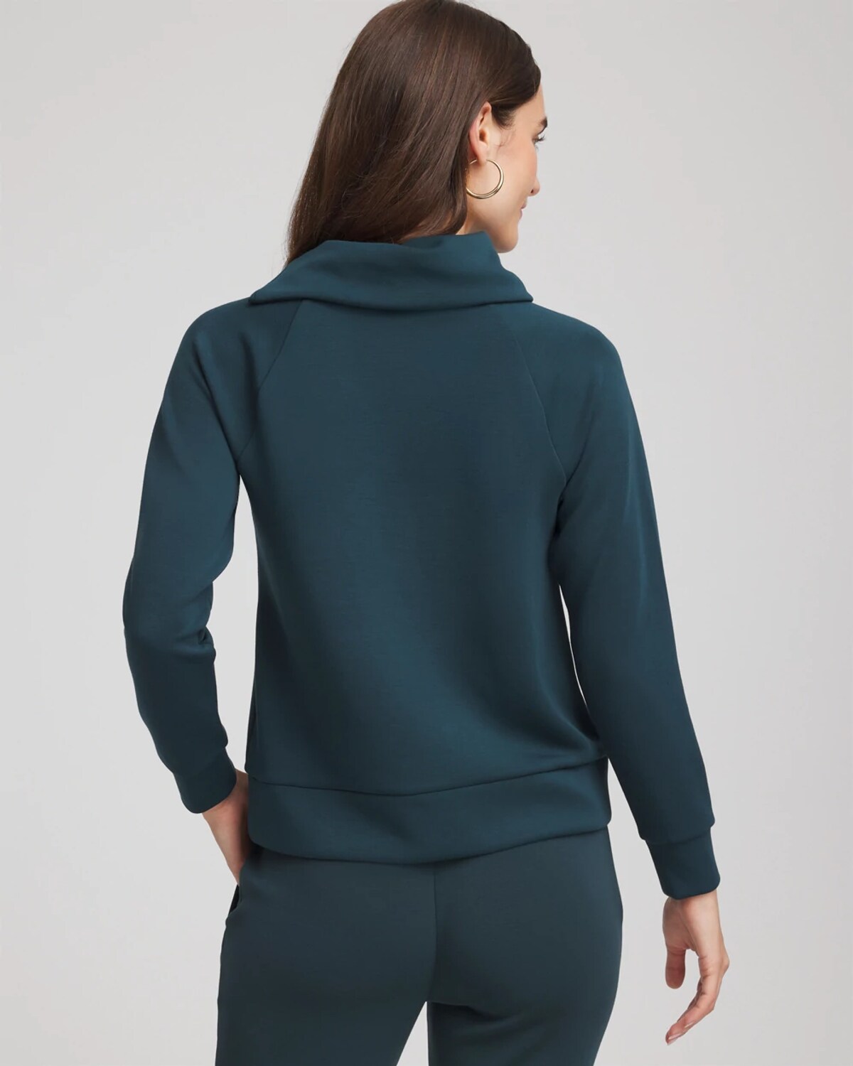 Chico's Scuba Popover Top In Teal Shadow In Blue