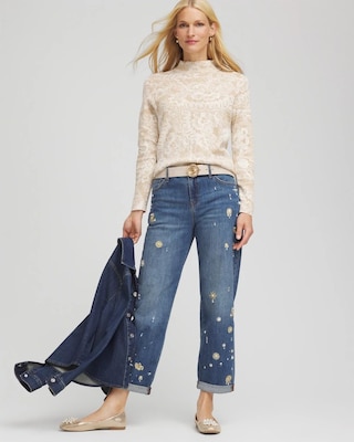 Ella Jacquard Mockneck Sweater click to view larger image.