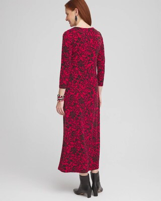 Swirl Print Long-Sleeve Maxi Dress