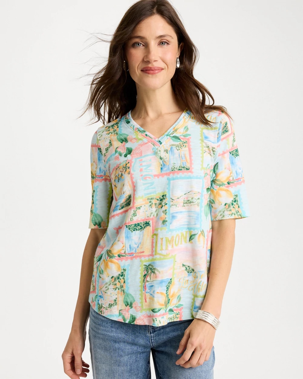 Limoni Dolci Cotton Slub V-Neck Tee, photo 1 of 5