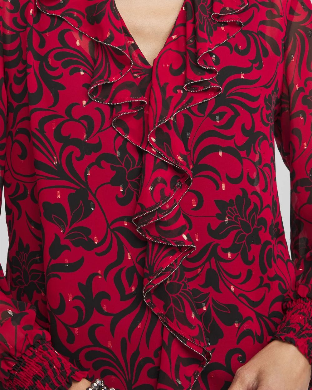 Chiffon Ruffle Neck Blouse