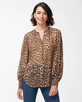 Cheetah Print Clip Dot Jacquard Shirt