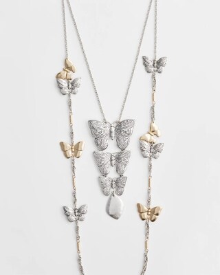 Double Strand Butterfly Necklace
