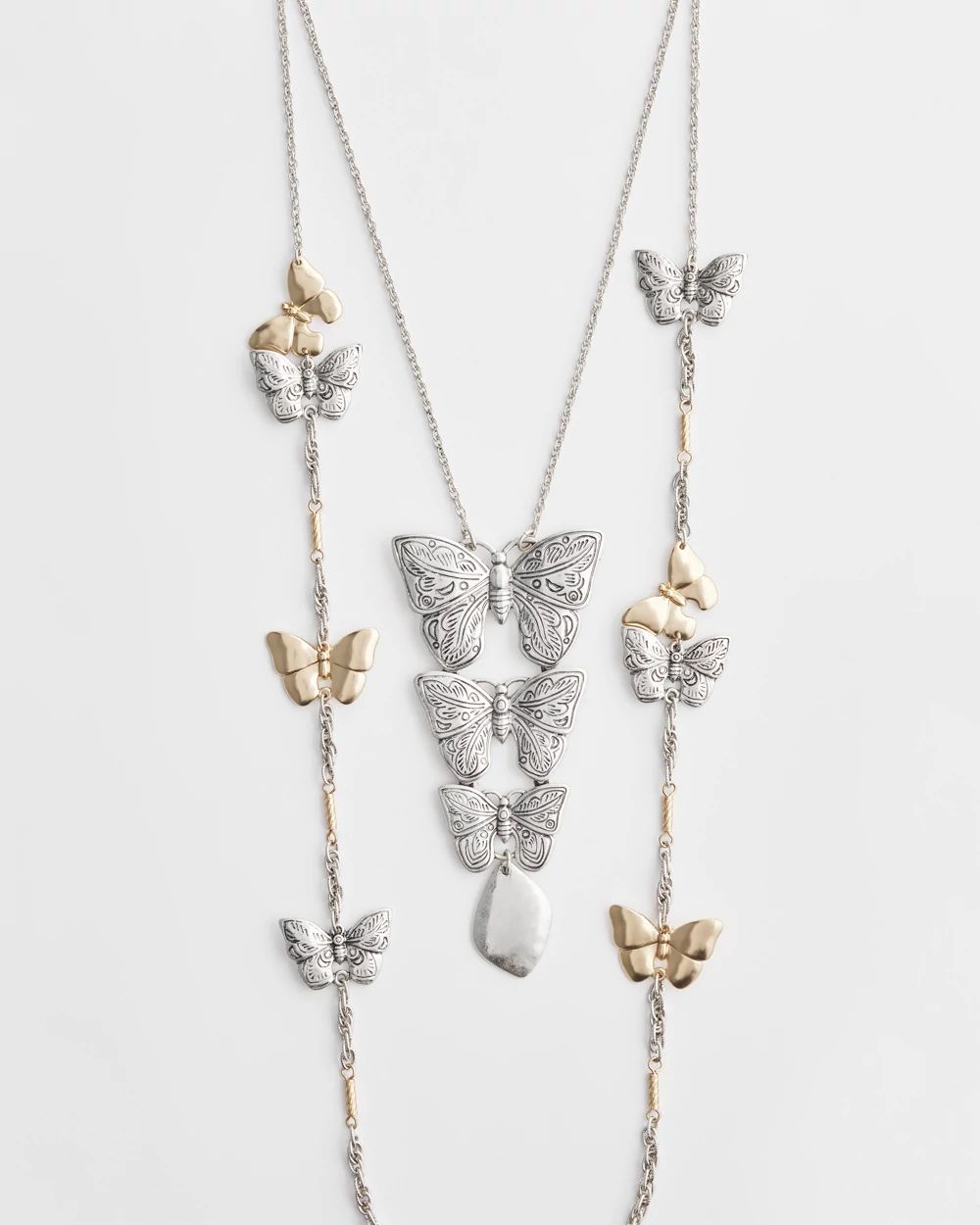 Double Strand Butterfly Necklace